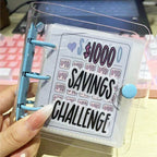 Clear Cover 1000 Dollar Savings Challenge Book 3-Ring PVC Money Saving Binder Personal Finance Budgeting Organizer