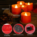 12-Pieces: Amber Yellow LED Tealight Flameless Candles with Timer