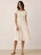 100% Linen Natural Summer V-Neck Dress ALEXA