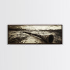 Didgeridoo Desert Scene, Tribal Instrument Art, Rustic Beach Vibe, Boho Music Decor, Framed Canvas Print, Eclectic Living Room Wall Art