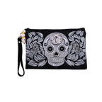 Sugar Skull Embroidered Monochrome Wristlet - Thailand