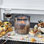 6" High 3-Wick Glass Flameless Candles( small Gray)