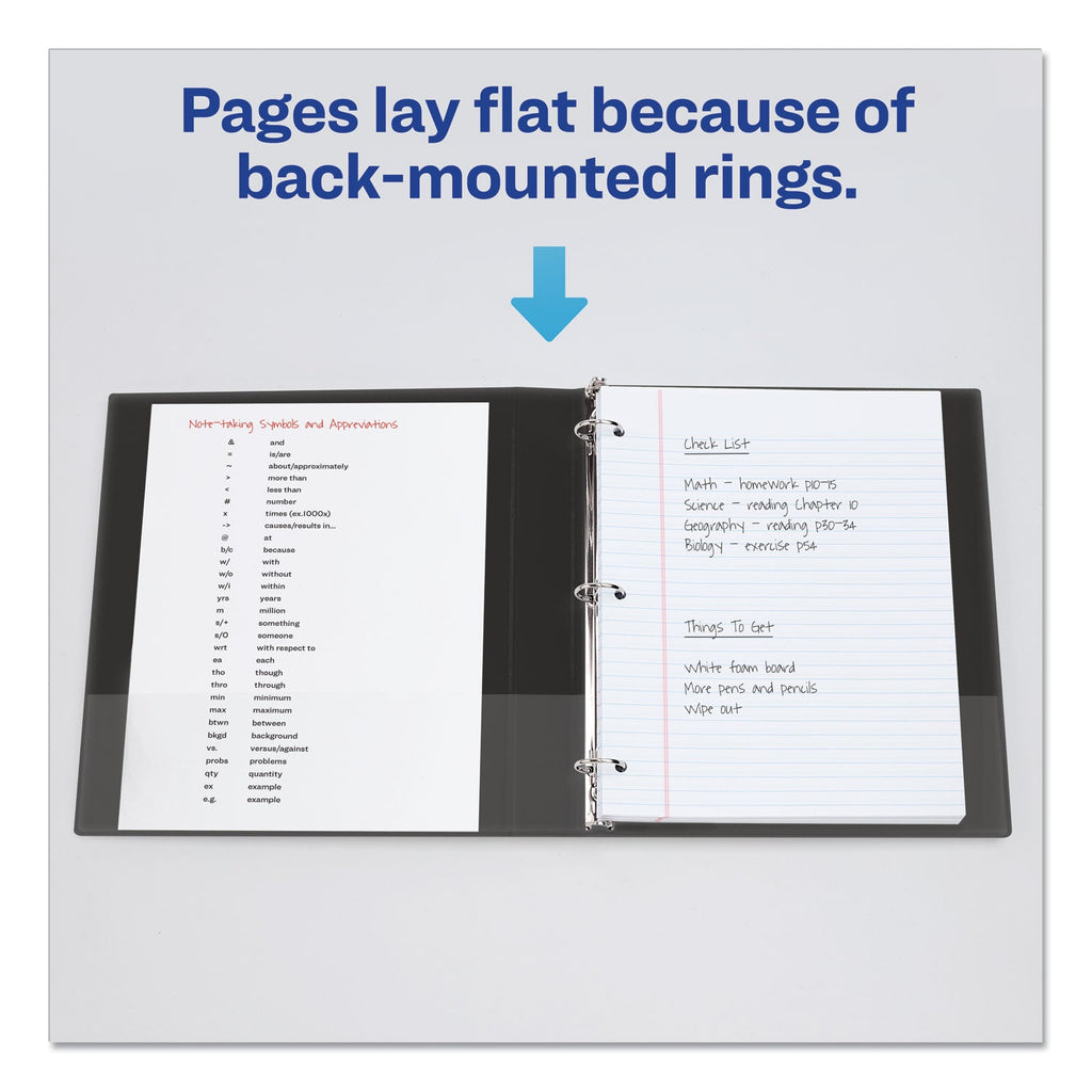 Avery Economy View Binder with Round Rings , 3 Rings, 0.5" Capacity, 11 x 8.5, Black, (5705)