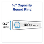 Avery Economy View Binder with Round Rings , 3 Rings, 0.5" Capacity, 11 x 8.5, Black, (5705)