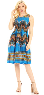 Sakkas Darcia Women's Casual Summer Cocktail Elastic Stretchy Dashiki Print Dress