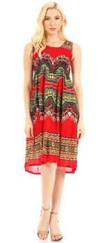 Sakkas Darcia Women's Casual Summer Cocktail Elastic Stretchy Dashiki Print Dress
