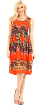 Sakkas Darcia Women's Casual Summer Cocktail Elastic Stretchy Dashiki Print Dress