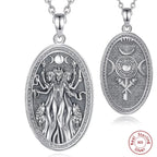 Triple Moon Goddess Sterling Silver Necklace