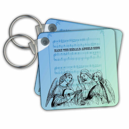 3dRose Key Chains Vintage Singing Angels- Christmas Songs- Music (kc-79207-1)