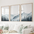 Watercolor Mountain Landscape Wall Art Posters