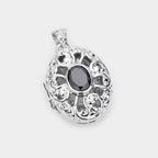 CZ Oval Accented Filigree Metal Locket Pendant