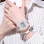 Sports Electronic Watch Men and Women Square Junior High School High School Students White LED Digital Watches