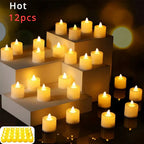 1/6/12Pcs Flameless LED Tea Light Candles – Battery-Powered, Safe, and Reusable for Weddings, Parties, and Home Décor
