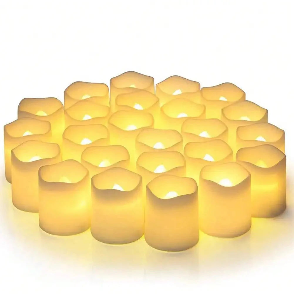 24PCS LED Candle Tea Lights Battery Operated Red Shells Romantic Decoration Flameless  Wedding Party Use