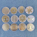 Selenite Spiritual Gold Symbol Plates