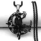 Smoking Witch Broom Moon Necklace
