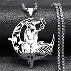 Smoking Witch Broom Moon Necklace