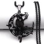 Smoking Witch Broom Moon Necklace