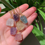 Raw Crystal Wire Wrap Gold Necklaces