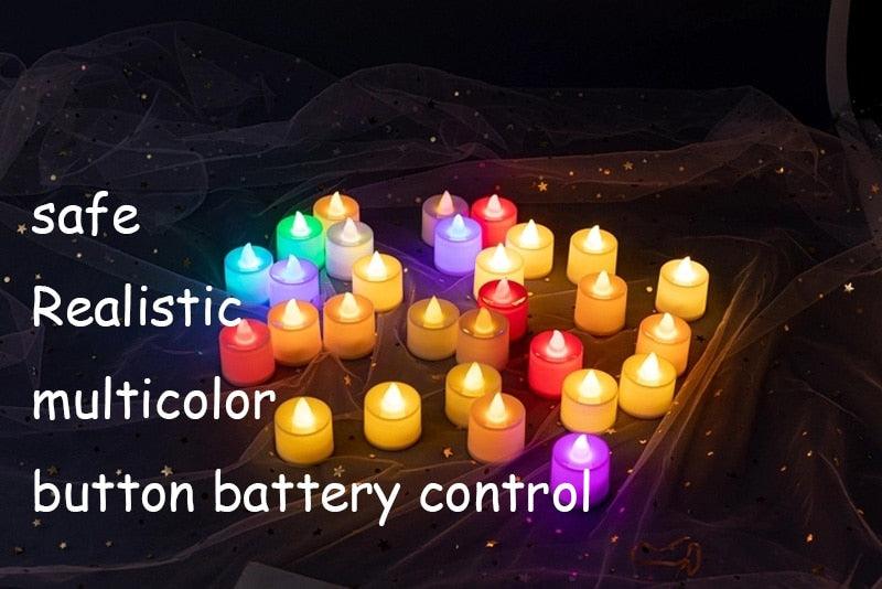 Candles With Battery Multicolor Candle Realistic And Bright Flickering Bulb Battery Operated Flameless LED Tea Light For Seasonal & Festival Celebration Lamp Decorative Aromatic Candles Reusable Night Lamp Wedding Birthday Party Decor Candle