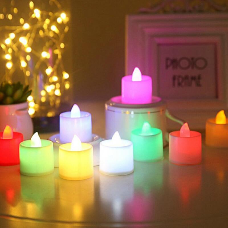 Candles With Battery Multicolor Candle Realistic And Bright Flickering Bulb Battery Operated Flameless LED Tea Light For Seasonal & Festival Celebration Lamp Decorative Aromatic Candles Reusable Night Lamp Wedding Birthday Party Decor Candle