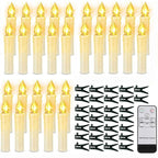 Christmas Tree Clip Candle Warm White Battery Operated Waterproof LED Flameless Taper Ivory Floating Candles with Remote Timer Ideal For Home Flameless Flashing With Remote And Suction Cup LED Candles For Halloween Birthday Garden Decoration