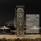 Hand-Carved Freyja Statue – 14 cm (5.7 inch) Wooden Norse Goddess Altar Figurine