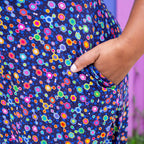 Adult "Fuel for Thought" Hydrocarbons V-Neck A-Line Dress with Sleeves and Pockets