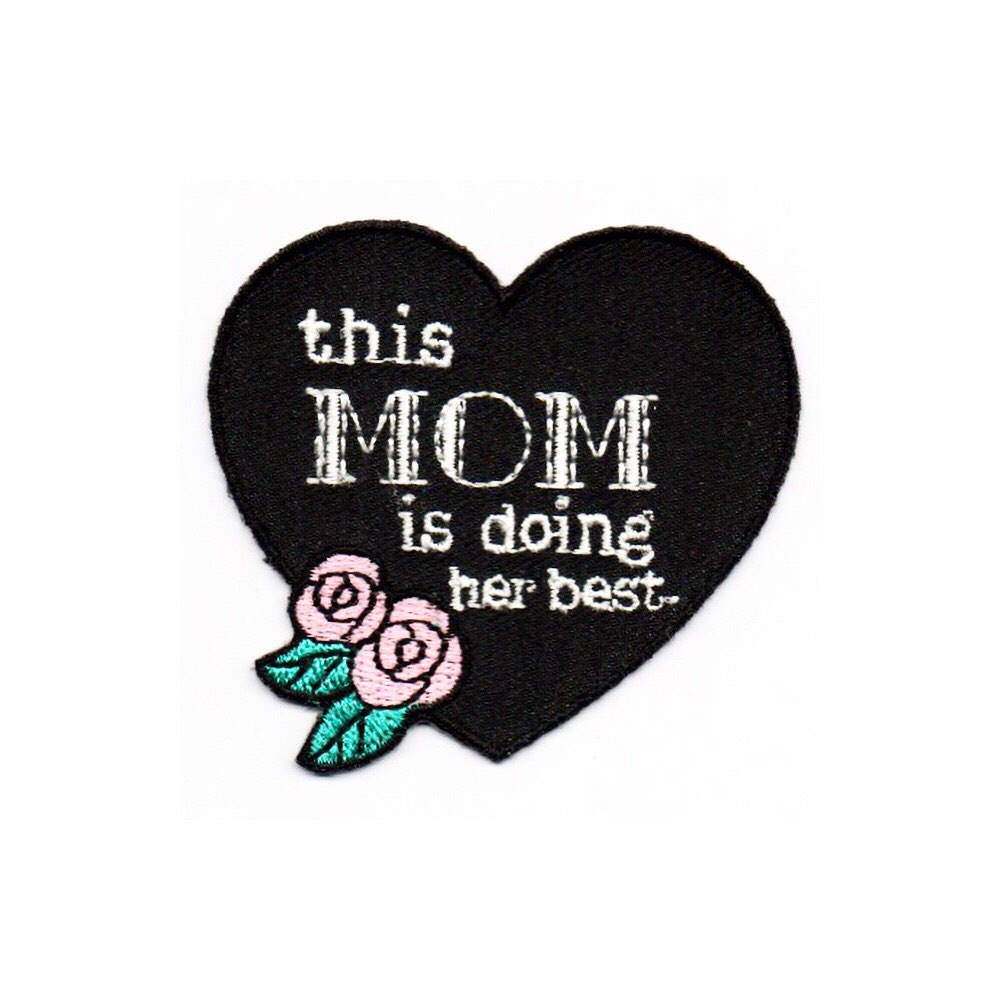 This Mom is Doing Her Best Heart patch. White. Mother's Day Gift.