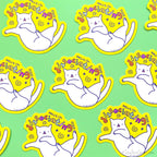 Dissociating Cat Mental Health Anxiety Vinyl Sticker