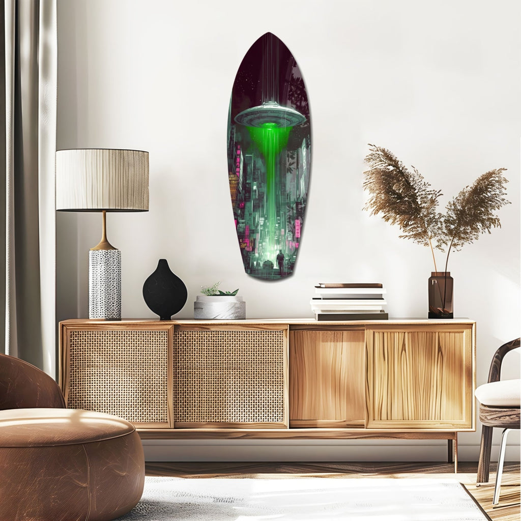 Alien Invade Glass Wall Art