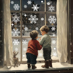 Uorybwanai 138Pcs Christmas Window Stickers Snowflakes Xmas Decals White