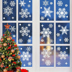 Uorybwanai 138Pcs Christmas Window Stickers Snowflakes Xmas Decals White