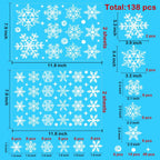 Uorybwanai 138Pcs Christmas Window Stickers Snowflakes Xmas Decals White