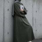 Premium Linen Effect Pullover Abaya with Pockets (MA341)