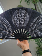 FOREVER EVOLVING SCARAB ✦ BLACK/WHITE Bamboo Fan