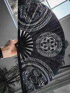 FOREVER EVOLVING SCARAB ✦ BLACK/WHITE Bamboo Fan