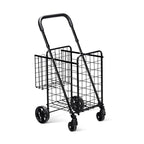 Folding Shopping Cart Basket Rolling Trolley with Adjustable Handle